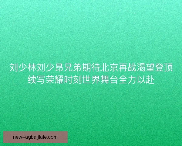 刘少林刘少昂兄弟期待北京再战渴望登顶续写荣耀时刻世界舞台全力以赴